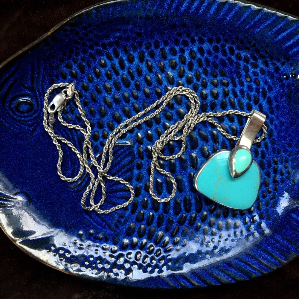Vintage Sterling & Turquoise Pendant Necklace
